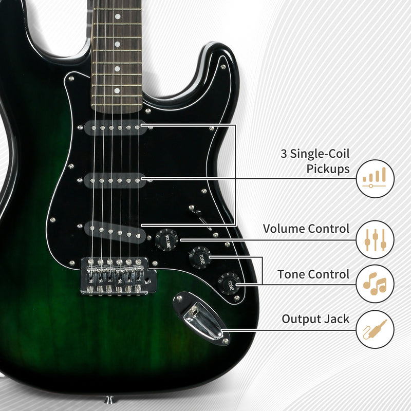 SPORTNOW Six-String Electric Guitar w/ 15W Amp, Digital Turner, Picks, Bag