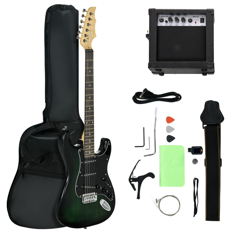 SPORTNOW Six-String Electric Guitar w/ 15W Amp, Digital Turner, Picks, Bag