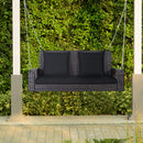 2-Seat Patio Rattan Porch Swing with Two Solid Steel Chains