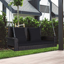 2-Seat Patio Rattan Porch Swing with Two Solid Steel Chains