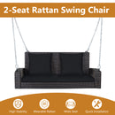 2-Seat Patio Rattan Porch Swing with Two Solid Steel Chains