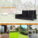 2-Seat Patio Rattan Porch Swing with Two Solid Steel Chains