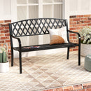 2-Seater Heavy-Duty Metal Garden Bench with Curved Seat and Armrests