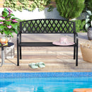2-Seater Heavy-Duty Metal Garden Bench with Curved Seat and Armrests