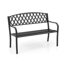 2-Seater Heavy-Duty Metal Garden Bench with Curved Seat and Armrests
