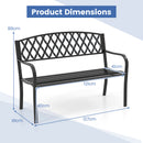 2-Seater Heavy-Duty Metal Garden Bench with Curved Seat and Armrests