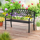 2-Seater Heavy-Duty Metal Garden Bench with Curved Seat and Armrests