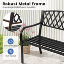 2-Seater Heavy-Duty Metal Garden Bench with Curved Seat and Armrests