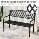 2-Seater Heavy-Duty Metal Garden Bench with Curved Seat and Armrests