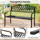 2-Seater Heavy-Duty Metal Garden Bench with Curved Seat and Armrests