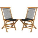 Solid Teak Wood Dining Chairs with Woven Rope Seat and Quick-Folding Portable Design