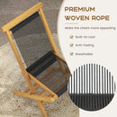 Solid Teak Wood Dining Chairs with Woven Rope Seat and Quick-Folding Portable Design