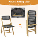 2 Piece Patio Folding Chairs with Woven Rope Seat and Back