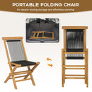 Solid Teak Wood Dining Chairs with Woven Rope Seat and Quick-Folding Portable Design