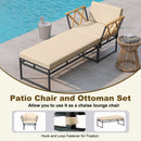 2 Pieces Patio Furniture Set with Cushion and Acacia Wood Armrests-Brown