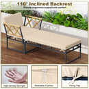 2 Pieces Patio Furniture Set with Cushion and Acacia Wood Armrests-Brown