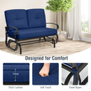 2-Person Patio Glider Chair with Cushions-Blue
