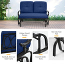 2-Person Patio Glider Chair with Cushions-Blue