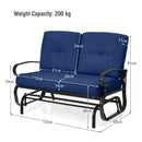 2-Person Patio Glider Chair with Cushions-Blue