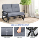2-Person Patio Glider Chair with Cushions-Grey