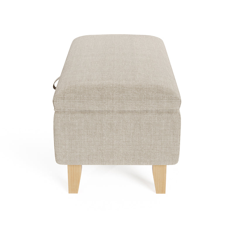 Livingandhome Linen Upholstered Storage Ottoman Footstool