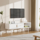 Livingandhome White Wooden TV Unit with Cabinets