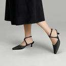 Kitten Heel Slingback Squared-off Closed Toe Heels Pumps