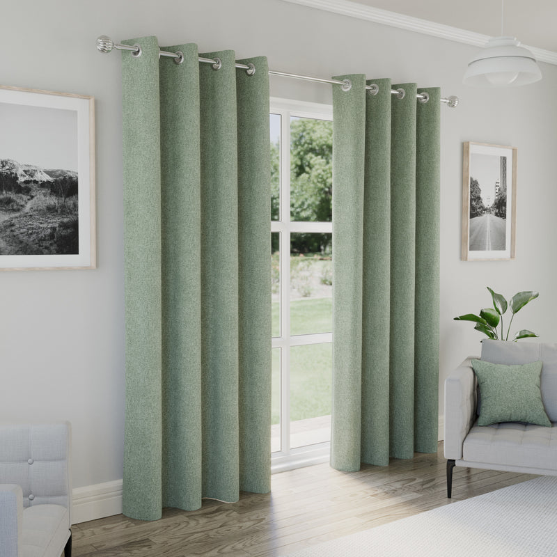 Enhanced Living Austin 100% Blackout, Thermal Green Curtains with Eyelet Header - Pair