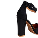 Pointed Toe High Block Heel Close Toe Shoes - Black