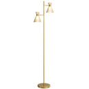 HOMCOM Standing Lamp With Adjustable Dual Head, Modern Floor Lamp, Gold Tone