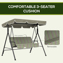 Outsunny Outdoor 3-person Metal Porch Swing Chair Bench Canopy Green