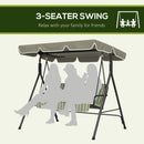 Outsunny Outdoor 3-person Metal Porch Swing Chair Bench Canopy Green