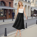 A-line Swing Pleated Midi Skirt - Black