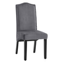 Livingandhome Set of 2 Grey Velvet High Back Dinning Chair