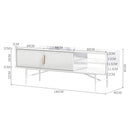 Livingandhome White Wooden TV Unit with Cabinets
