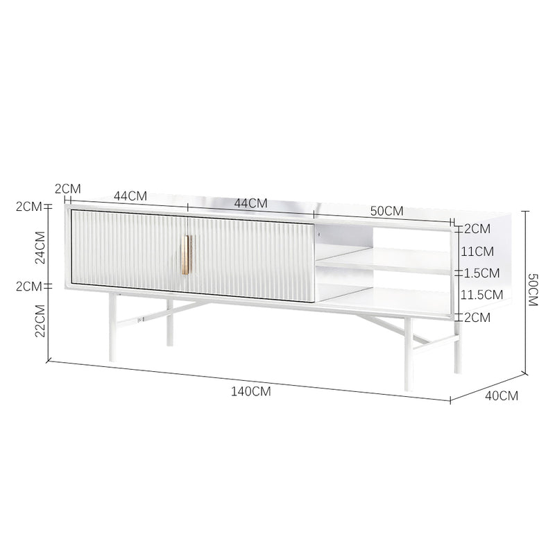 Livingandhome White Wooden TV Unit with Cabinets