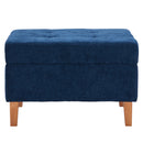 Livingandhome Chenille Storage Bench with Rubberwood Legs