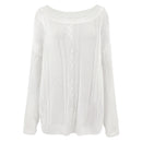 Slouchy Asymmetrical Neck Knitted Sweater - White