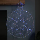 49cm Battery Powered Light up Silver Christmas Snowflake Ball with Blue Twinkling LEDs