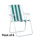 Outdoor Green and White Stripe Camping Chair with Armrests