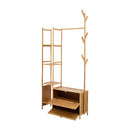 Livingandhome 81cm Multi-functional Wooden Coat Rack with Storage Drawers