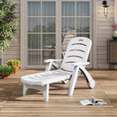 Breeins Outdoor Plastic Foldable Garden Poolside Lounger Recliner with Wheels