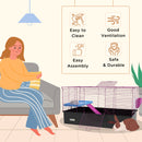 PawHut Small Animal Cage, Rabbit Guinea Pig Hutch, Pet Playhouse, Black