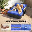 Outsunny Double Garden Rattan Daybed with Storage Ottoman, Brown