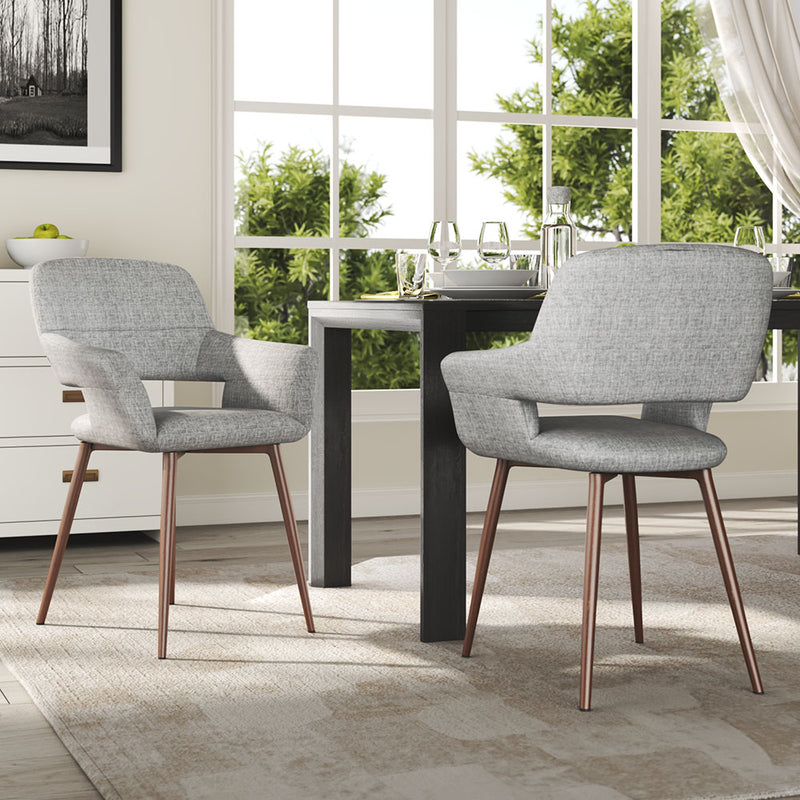 Livingandhome Pair of Modern Linen Dining Chairs