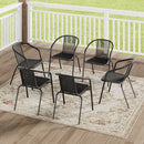 Livingandhome PE Rattan Stacking Garden Chairs Set of 6