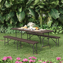 Breeins 3-Piece Rattan Plastic Outdoor Folding Table Bench Set