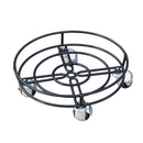 32cm Black Metal Garden Flower Plant Pot Trolley on Castor Wheels