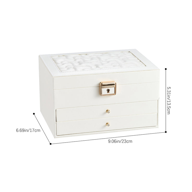Sheonly PU Leather Jewellery Box with Mechanism Key Lock