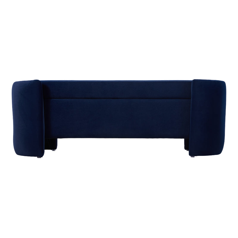 Livingandhome Blue Upholstered Storage Seat Bench
